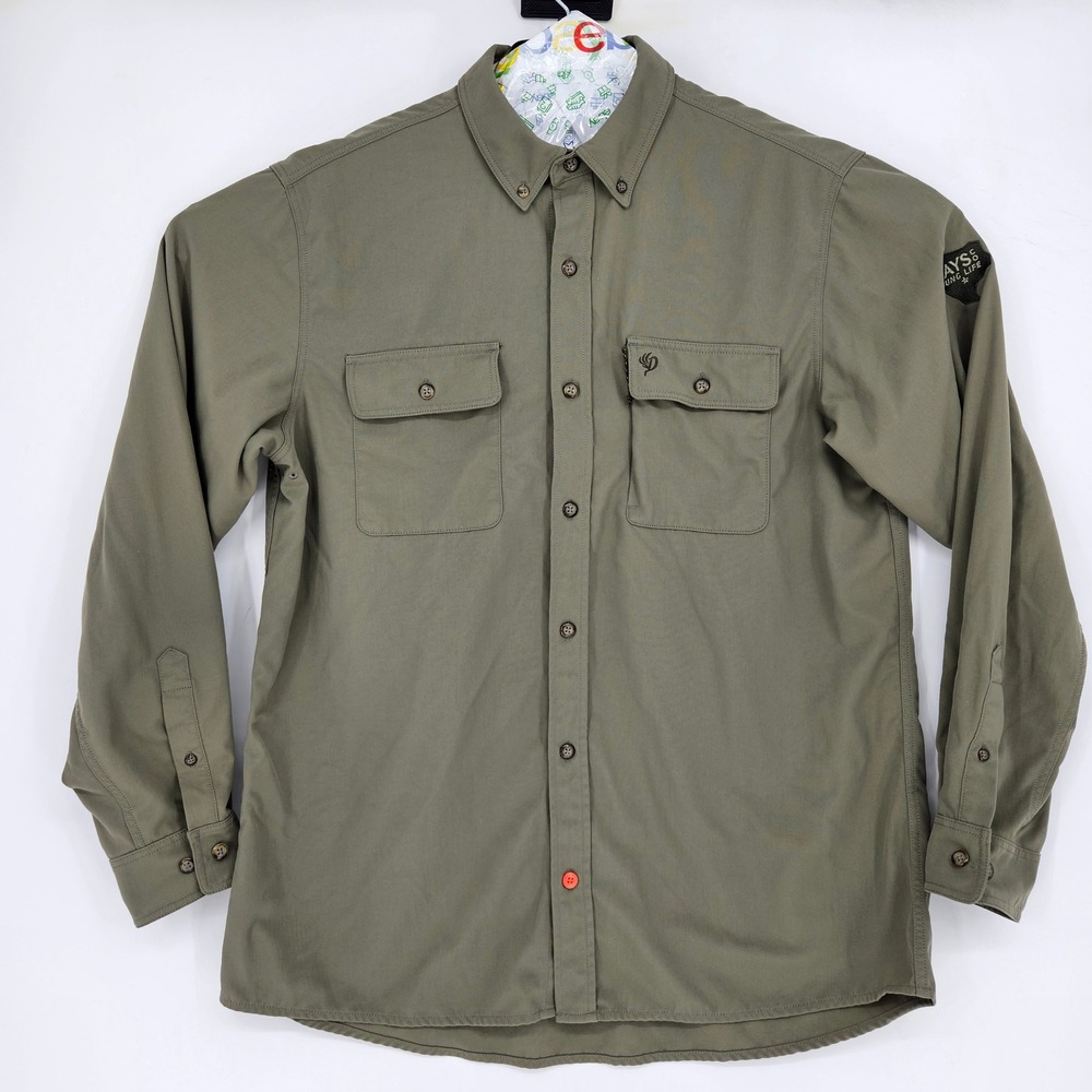 Duck Camp Shirt Mens Extra Large Long Sleeve Green Button Down Fishing Outdoors